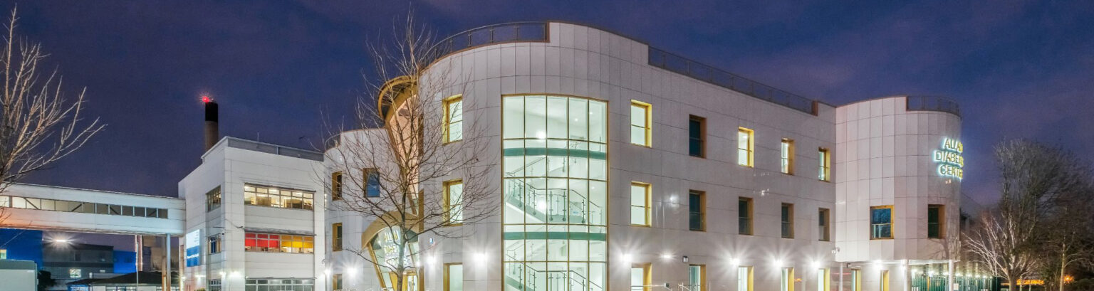Allam Diabetes Centre at night