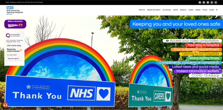 Screenshot of the HEY.nhs.uk homepage